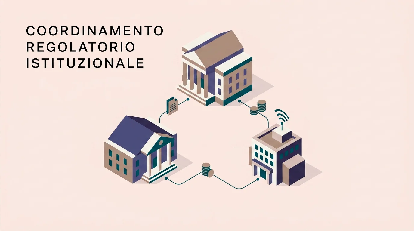 Mappa schematica delle tre autorità italiane competenti sul gioco a distanza: ADM, Banca d'Italia e AGCOM