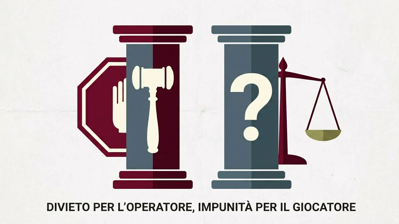 Distinzione fra divieto per l'operatore e assenza di sanzione penale per il giocatore italiano