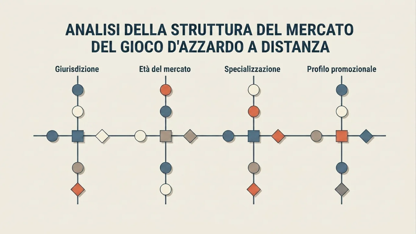 Schema illustrativo che incrocia giurisdizioni di licenza e fasce di anzianità degli operatori non AAMS rivolti al pubblico italiano.